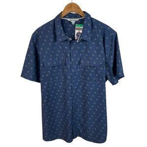 BF329 NWT Mens Voyager Compass Print Performance Button Down Shirt XL